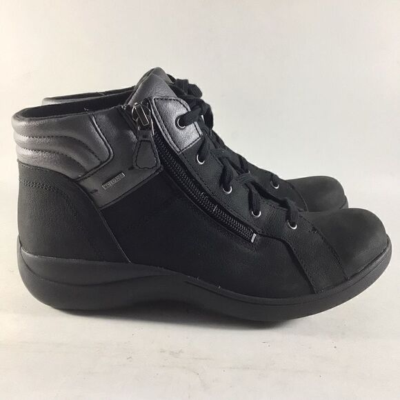 Aravon Rev Stridarc womens waterproof leather ankle boots black size 6.5 B - Picture 1 of 8